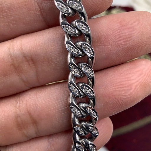 Pt850 2面 ダイヤ喜平　70.6g 1ct 約20cm