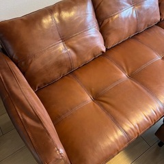 引越しのため格安取引　3人掛けレザーソファの画像