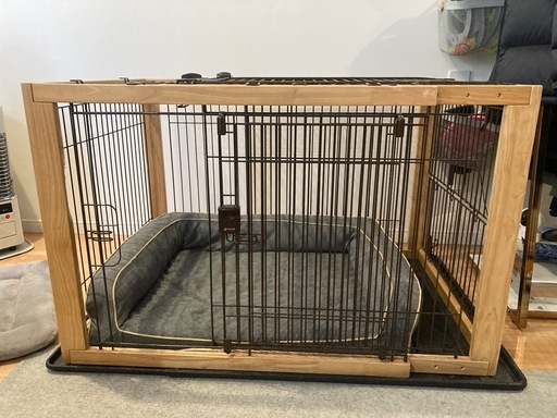 リッチェル　木製スライド　ペット　大型犬　犬　サークル 　ケージ　ワイド ナチュラル