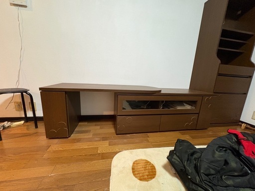 ミッキー木目調伸縮テレビ台