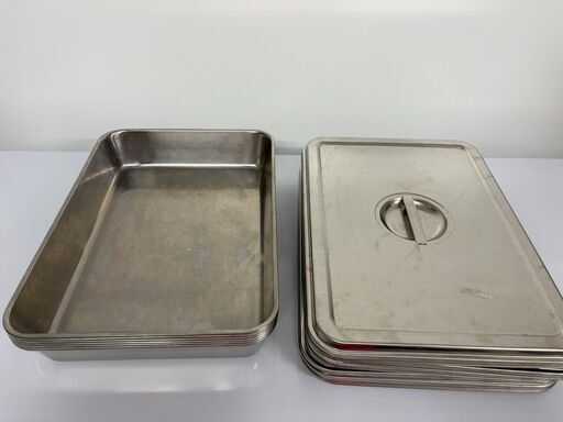 ステンレス角バット（蓋つき）約40cm×29㎝×6.4cm｜1個1,500円／6個