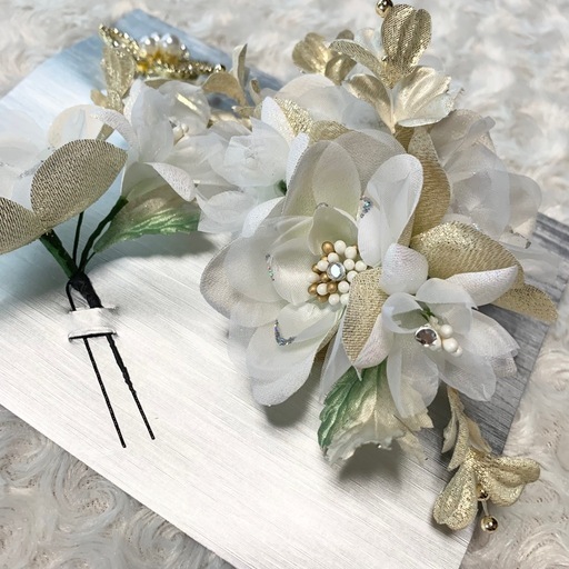 【箱付き】 髪飾り ヘッドドレス かんざし ヘアアクセサリー 3点セット