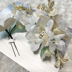 【箱付き】 髪飾り ヘッドドレス かんざし ヘアアクセサリー 3点セットの画像