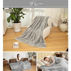 電気毛布  グレー　掛け敷き兼用 大判190×130/フランネル 自動電源オフ ダニ退治  過熱保護 タイマー機能付 電気ブランケット 洗える の画像