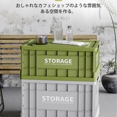 収納ボックス 折りたたみ式 蓋付き キャスター付 L サイズ　1個 58Lの画像