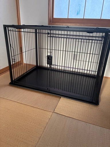 美品ペットサークル90×60リッチェル屋根付きスライドドア黒屋根付きゲージ