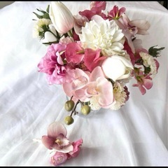  ピンク系 ブーケ＋ブートニア セットの画像