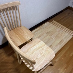 ダイニングテーブル80×80cm＋チェア2脚 重厚感ありの画像