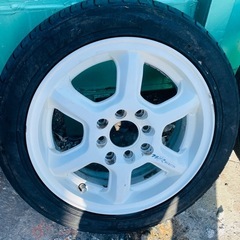 165/55R14 スポーツタイヤ＋ホワイトアルミホイール 4本セット 軽自動車用 の画像