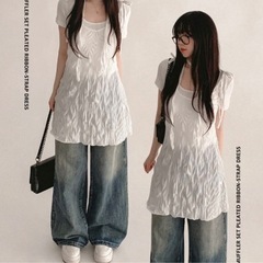 ホワイト ミニワンピースの画像