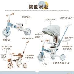 屋根付き手押し三輪車の画像