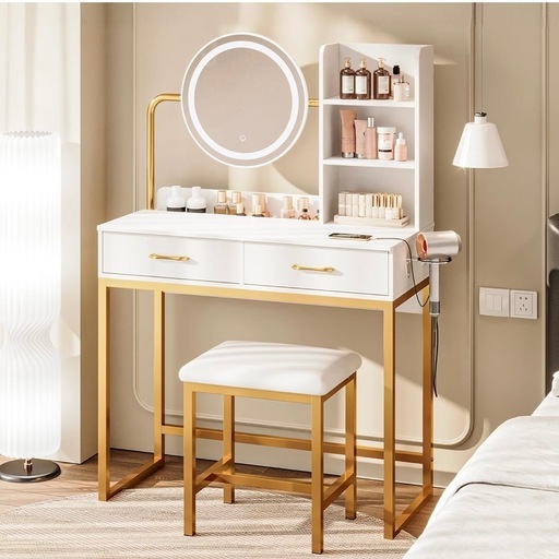 新品鏡が割れた Dowinx ドレッサー コンパクト 2点セット コンセント