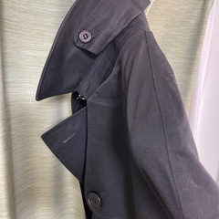 Aquascutum トレンチコート 黒 レディース　アクアスキュータム　コートサイズM  ブラック トレンチコート イングランドの画像