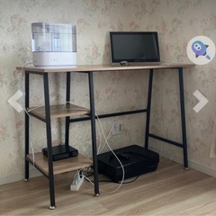 【美品】VECELO オーク調ワークデスク 幅110cm PCデスク 2/5以降 早い方優先の画像