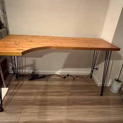 幅140] L字デスク 天然木使用 スチール脚 インダストリアル調 ヴィンテージ 男前 オフィス ワーク  LOWYAの画像