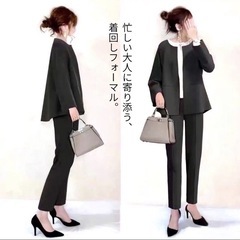 入学式　卒業式　パンツスーツ　ブローチ　ブラック　S→L、X Lの画像