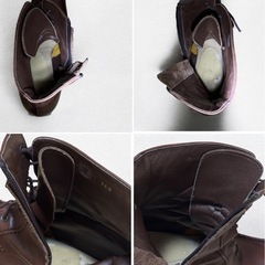 バークレー ショートブーツ ブラウン 24 レースアップ サイドジップ 秋 冬 ファスナー 太ヒールの画像