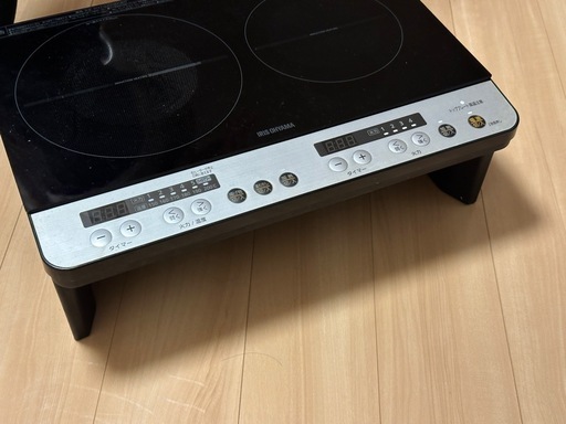 アイリスオーヤマ 2口 IHコンロ 1400W 100V 脚付き ブラック
