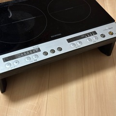 アイリスオーヤマ 2口 IHコンロ 1400W 100V 脚付き ブラックの画像