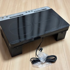 アイリスオーヤマ 2口 IHコンロ 1400W 100V 脚付き ブラックの画像