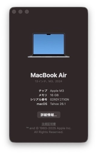 MacBook Air M3 16GB 256GB