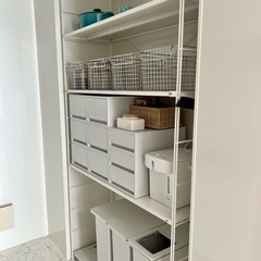 まとめ買い都内近郊無料配送)無印良品ホワイト スチールシェルフ 4段収納 収納ボックス全て付きの画像