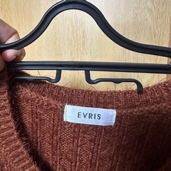 EVRIS ブラウンリブ編み長袖セーター　ワンピース　エヴリスの画像