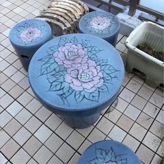 ガーデニング テーブルセット 信楽焼 陶器製の画像