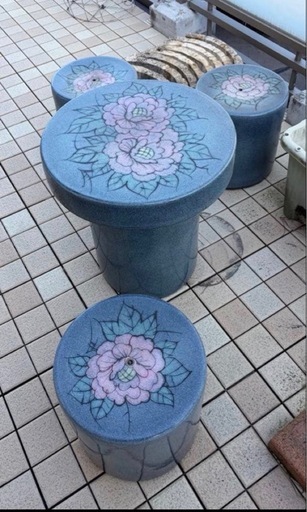 ガーデニング テーブルセット 信楽焼 陶器製