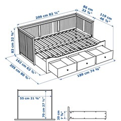 HEMNES ヘムネス デイベッドフレーム（引き出し x3）、ホワイト、80x200cm の画像