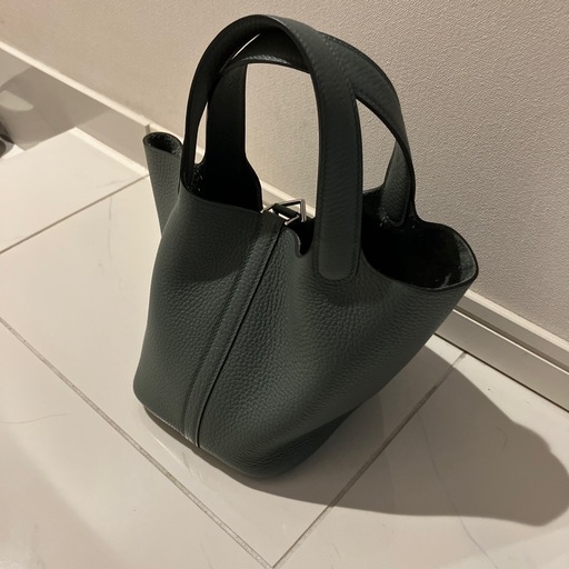 牛革 ミニ手提げバッグ グリーン ハンドバッグ