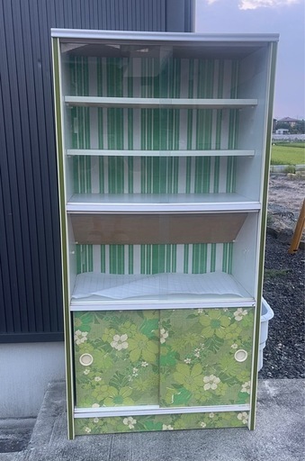 レトロポップ 食器棚 花柄 (YU) 伊勢崎の収納家具《食器棚、キッチン