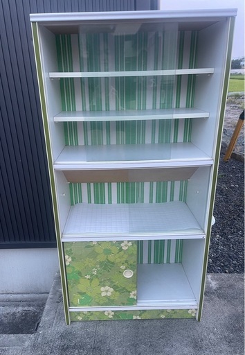 レトロポップ 食器棚 花柄 (YU) 伊勢崎の収納家具《食器棚、キッチン