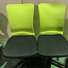 【バラ売り可】　事務用　回転式　ローラー付き　椅子　いす　イス　昇降式　計6脚　黄緑　オレンジの画像