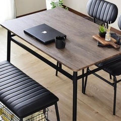 木目調スチールダイニングテーブル　カフェテーブル　オフィスデスク　　　の画像