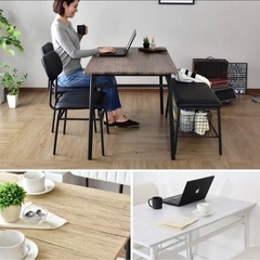 木目調スチールダイニングテーブル　カフェテーブル　オフィスデスク　　　の画像