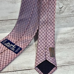【極美品】HERMES エルメス ネクタイ ピンク系 幾何学模様柄のシルク100% 高級ブランド Aランク クリーニング済の画像