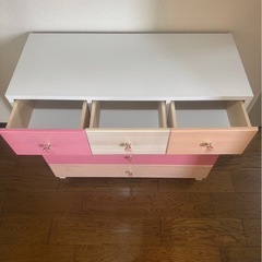 カラフルチェスト／子供用タンス 5段 ピンク系 収納家具の画像