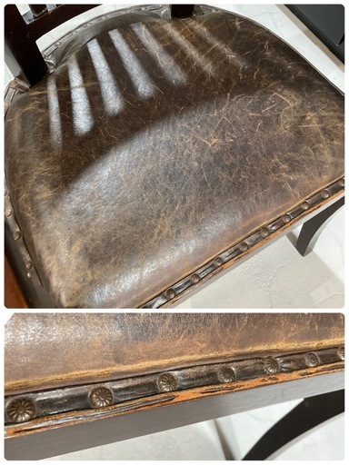 J2★ヴィンテージチェア★一人掛け 椅子 座面レザー W55.5cm アメリカンヴィンテージ ダイニングチェア インテリア