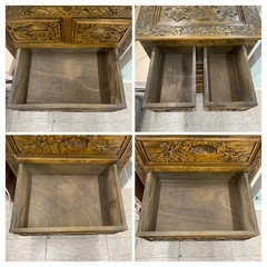 【ジモティー割引で最大15％OFF⭐️】　小キャビネット　木製　彫り物　花柄　鳥の画像