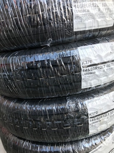 26年製！日本製！145/80R12 80/78N LT ブリヂストンK370新品4本　作業代、消費税、廃タイヤ代全て込み24200円！軽トラ、軽バンに！