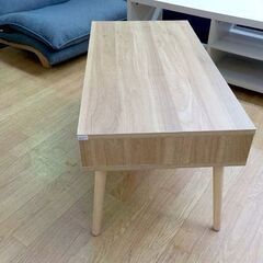 引出し付きテーブル 幅78.4×奥行41.5×高さ37㎝ ライトブラウン センターテーブル 収納付 テーブル ソファテーブル 西岡店の画像