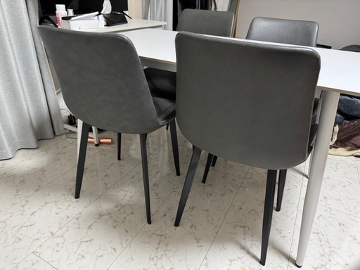 セラミックダイニングテーブルセット ホワイト グレー 4人掛け 椅子セット  幅120cm