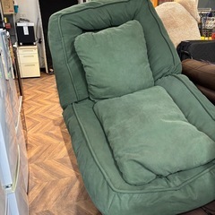 1241 クッション付き 1人掛け 座椅子ソファ グリーンの画像