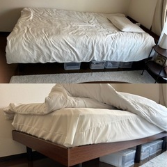 【無料】家電3点（冷蔵庫・洗濯機・レンジ）とベッド・マットレスの画像