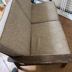 木製フレーム 2人掛けソファ 北欧風 ナチュラルの画像