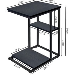 サイドテーブル 　コの字型デザイン ベッド リビングサイドテーブル ソファサイドテーブル おりたたみサイドテーブル 組立簡単 (ブラック) の画像