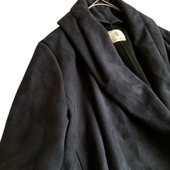 美品【ブージュルード】フェイクスウェードガウンコート　ネイビー　大人カジュアルの画像