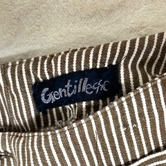 ローライズ ワイドパンツ　白＆茶系ストライプパンツ ボトムス:レディスファッション:サイズ9の画像