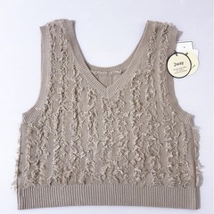 新品未使用 ハートマーケット 前後2Wayフリンジベスト ベージュ フリーサイズの画像